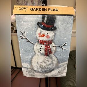 Primitives by Kathy 2-sided snowman garden flag, NWT. 12x18”.